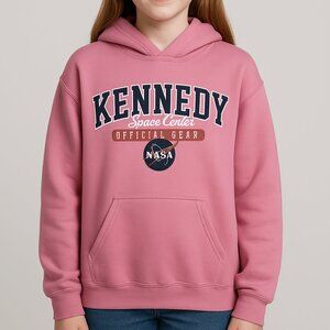 NASA Girls Kennedy Space Center Hoodie Sweatshirt Graphic Pink L 10/12